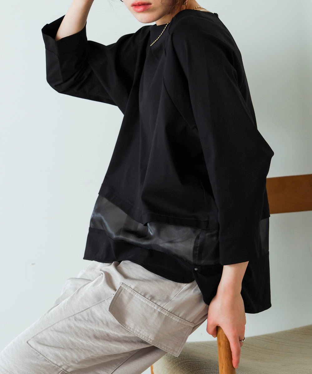 ブージュルード Bou Jeloud Wシルケットシアーラインプルオーバー （BLACK） BLACK