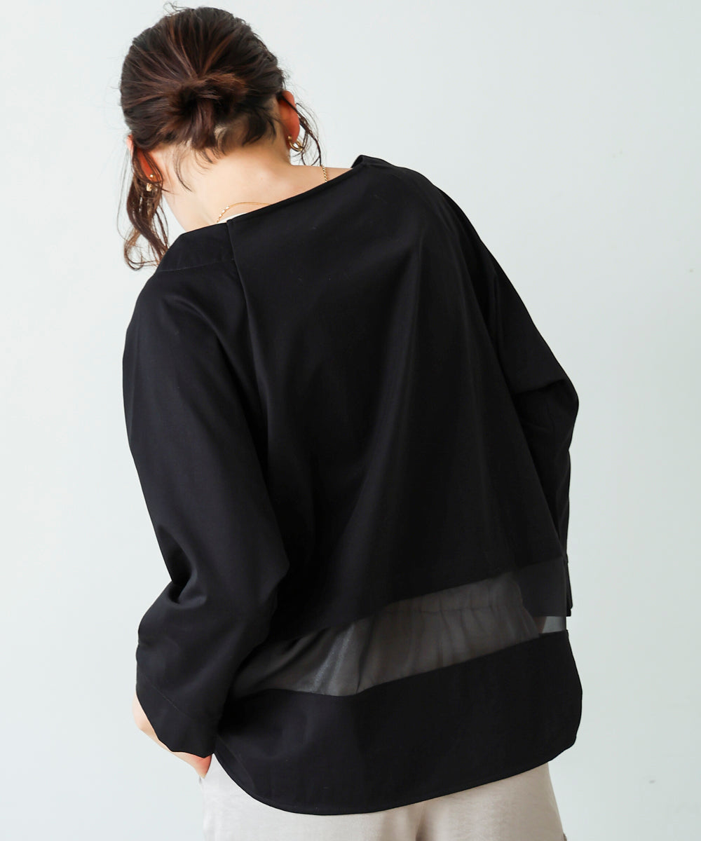 ブージュルード Bou Jeloud Wシルケットシアーラインプルオーバー （BLACK） BLACK