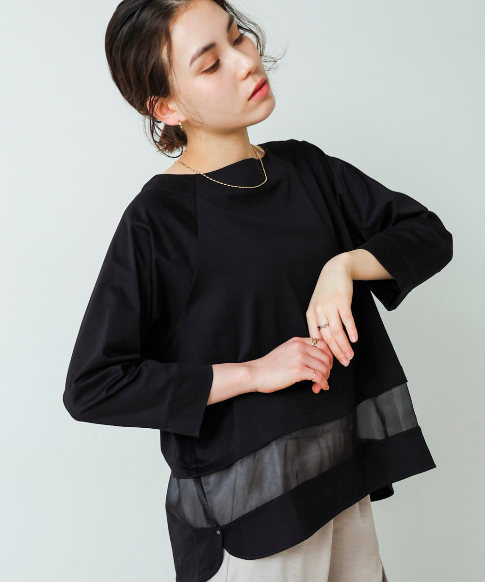 ブージュルード Bou Jeloud Wシルケットシアーラインプルオーバー （BLACK） BLACK