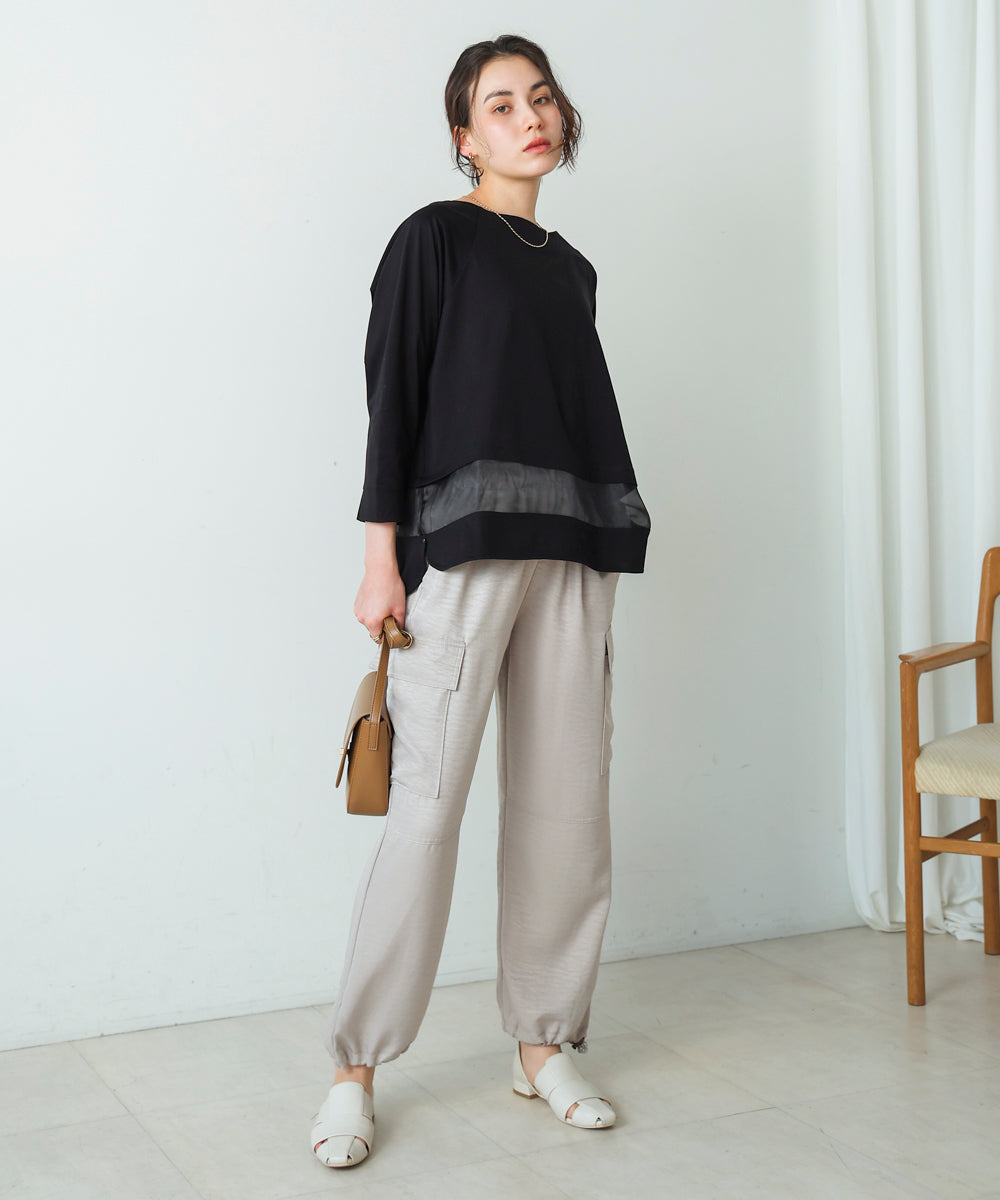 ブージュルード Bou Jeloud Wシルケットシアーラインプルオーバー （BLACK） BLACK