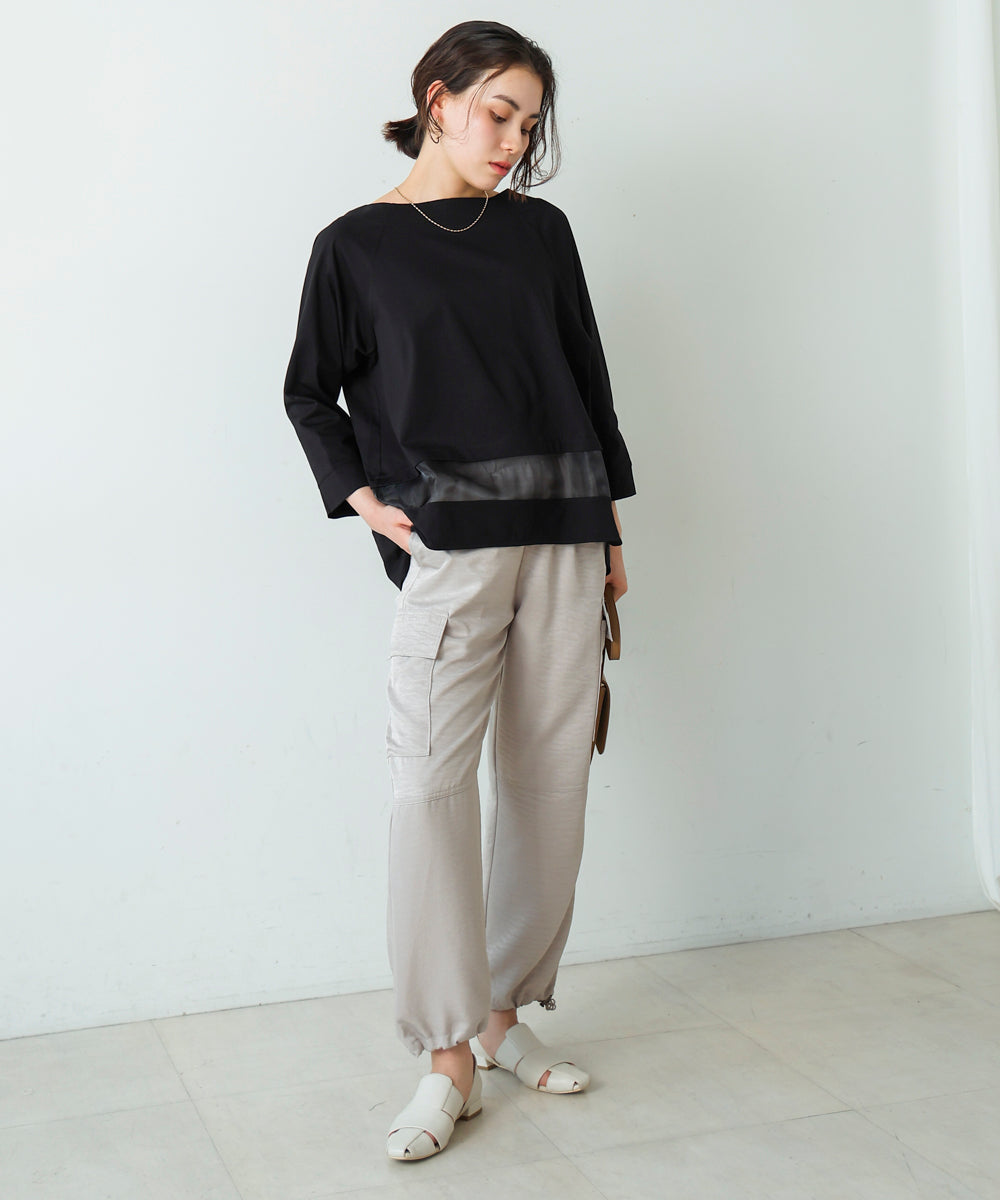 ブージュルード Bou Jeloud Wシルケットシアーラインプルオーバー （BLACK） BLACK