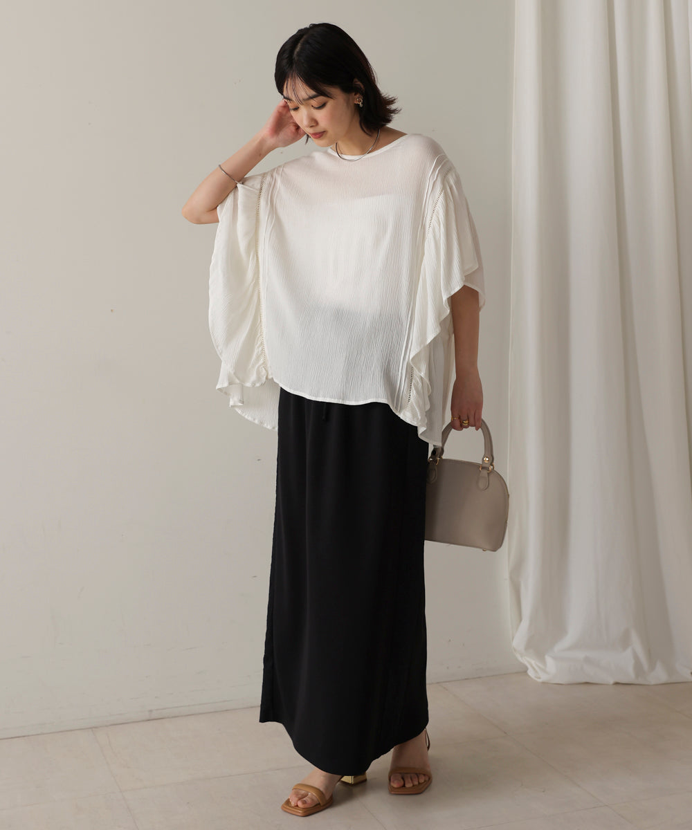 ブージュルード Bou Jeloud レーヨンクレープフレアスリーブブラウス （OFFWHITE） OFFWHITE