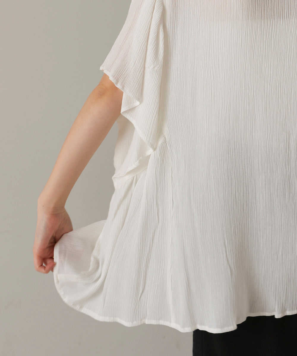 ブージュルード Bou Jeloud レーヨンクレープフレアスリーブブラウス （OFFWHITE） OFFWHITE