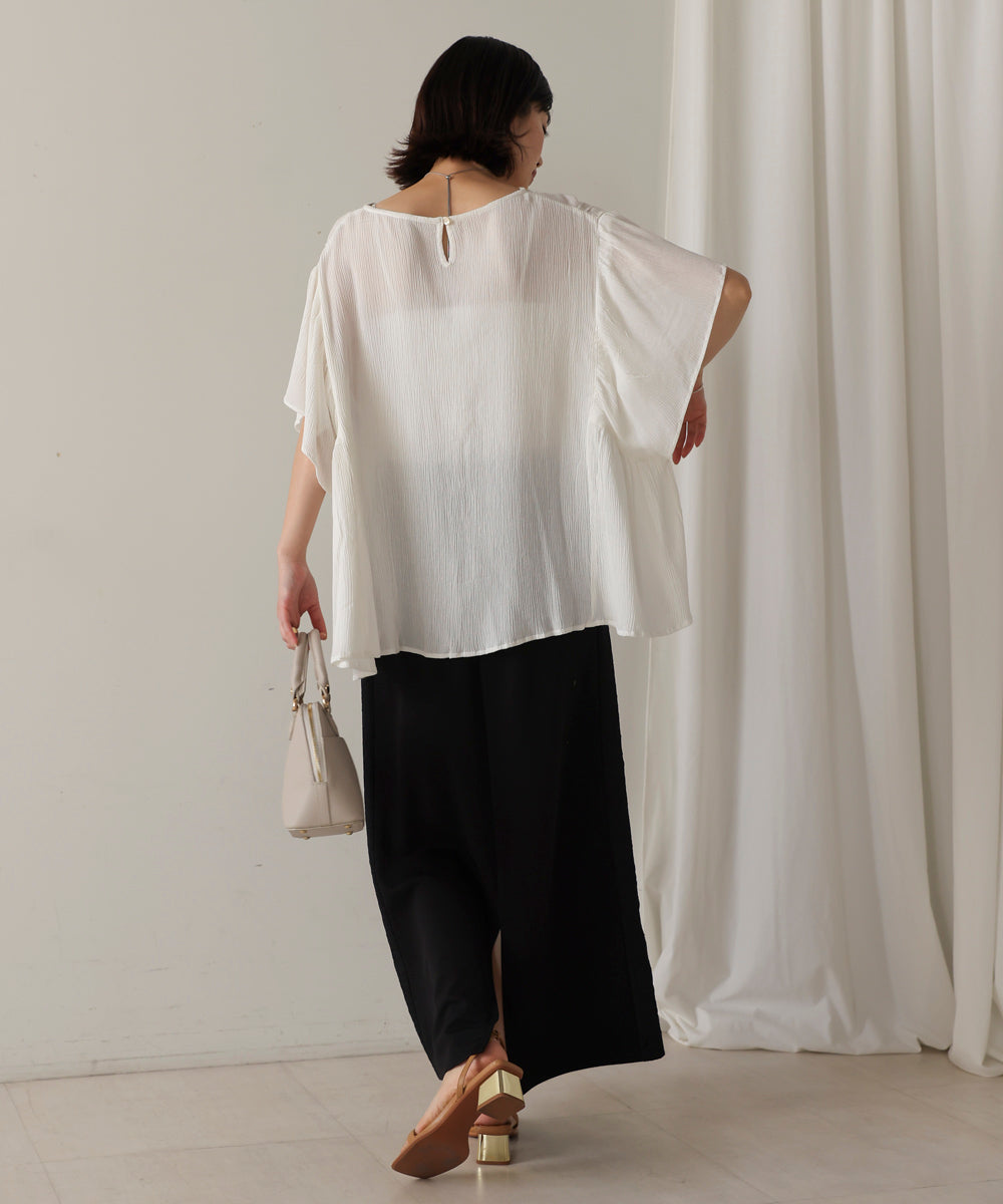 ブージュルード Bou Jeloud レーヨンクレープフレアスリーブブラウス （OFFWHITE） OFFWHITE