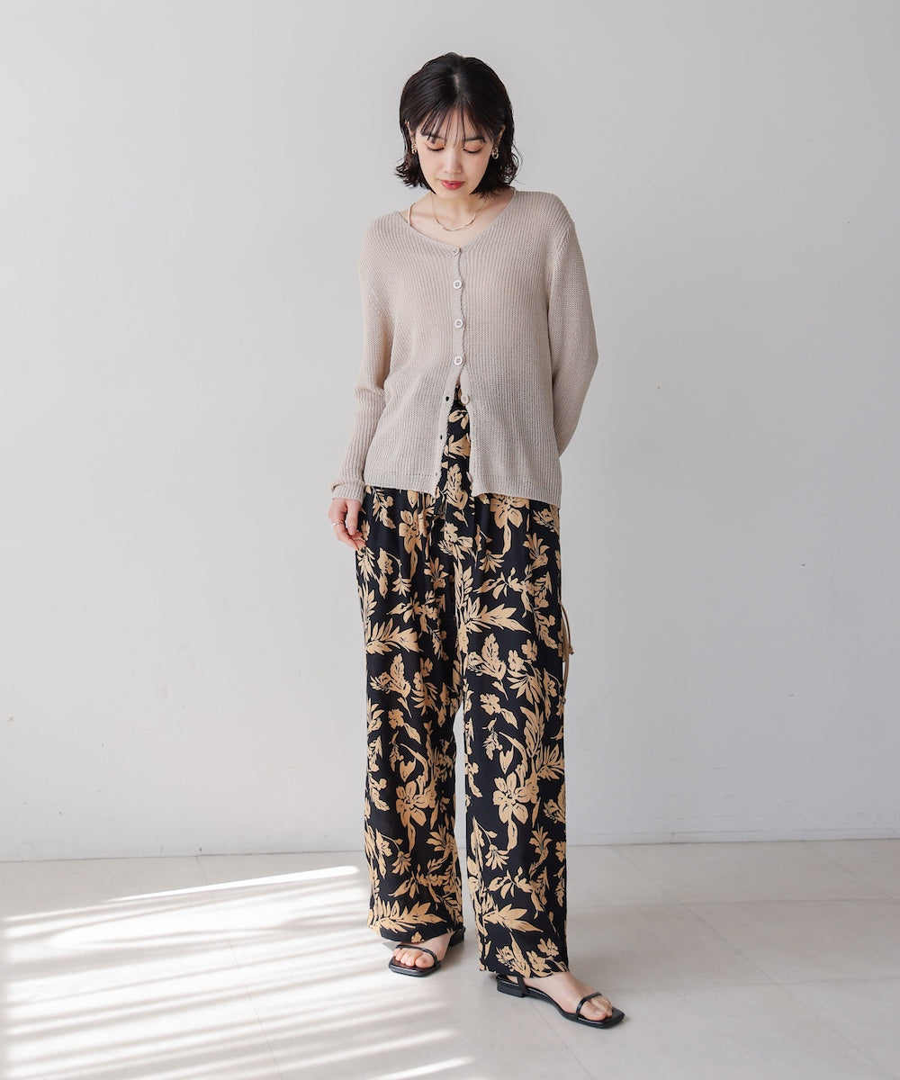 ブージュルード Bou Jeloud 麻レーヨンボタニカルパンツ （BLACK） BLACK