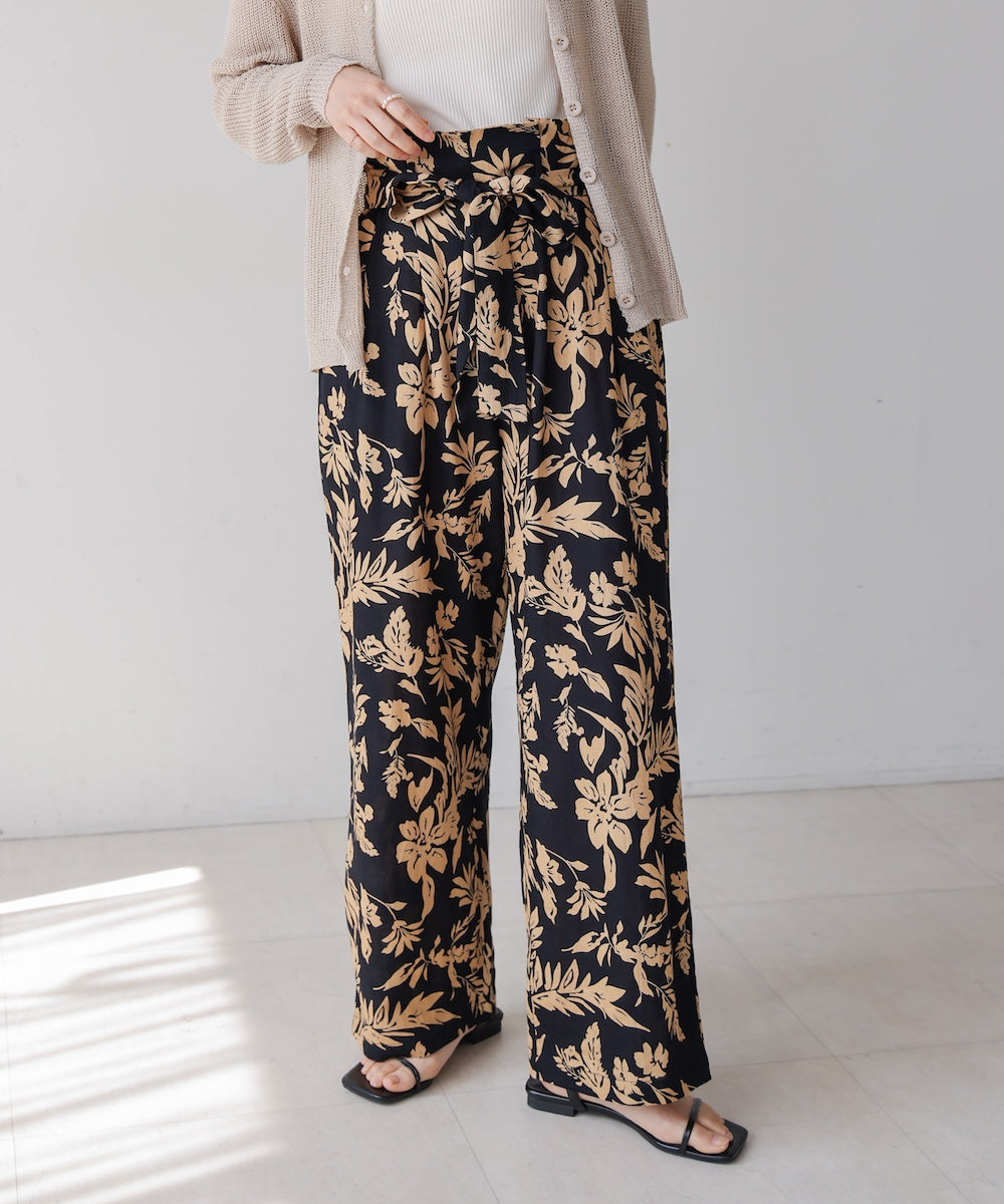 ブージュルード Bou Jeloud 麻レーヨンボタニカルパンツ （BLACK） BLACK