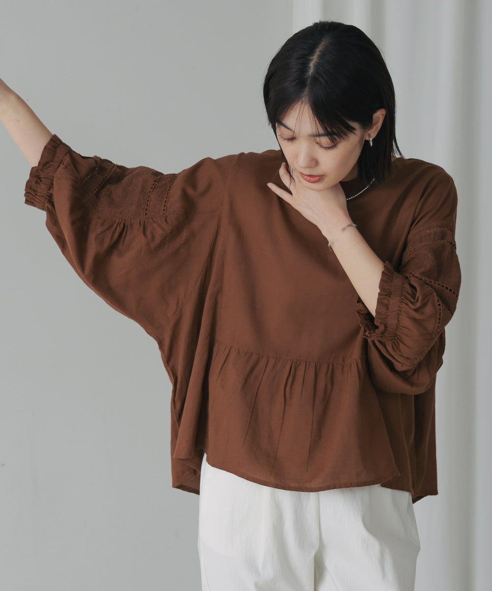 ブージュルード Bou Jeloud モスコットンエンブロイダリーBL （BROWN） BROWN