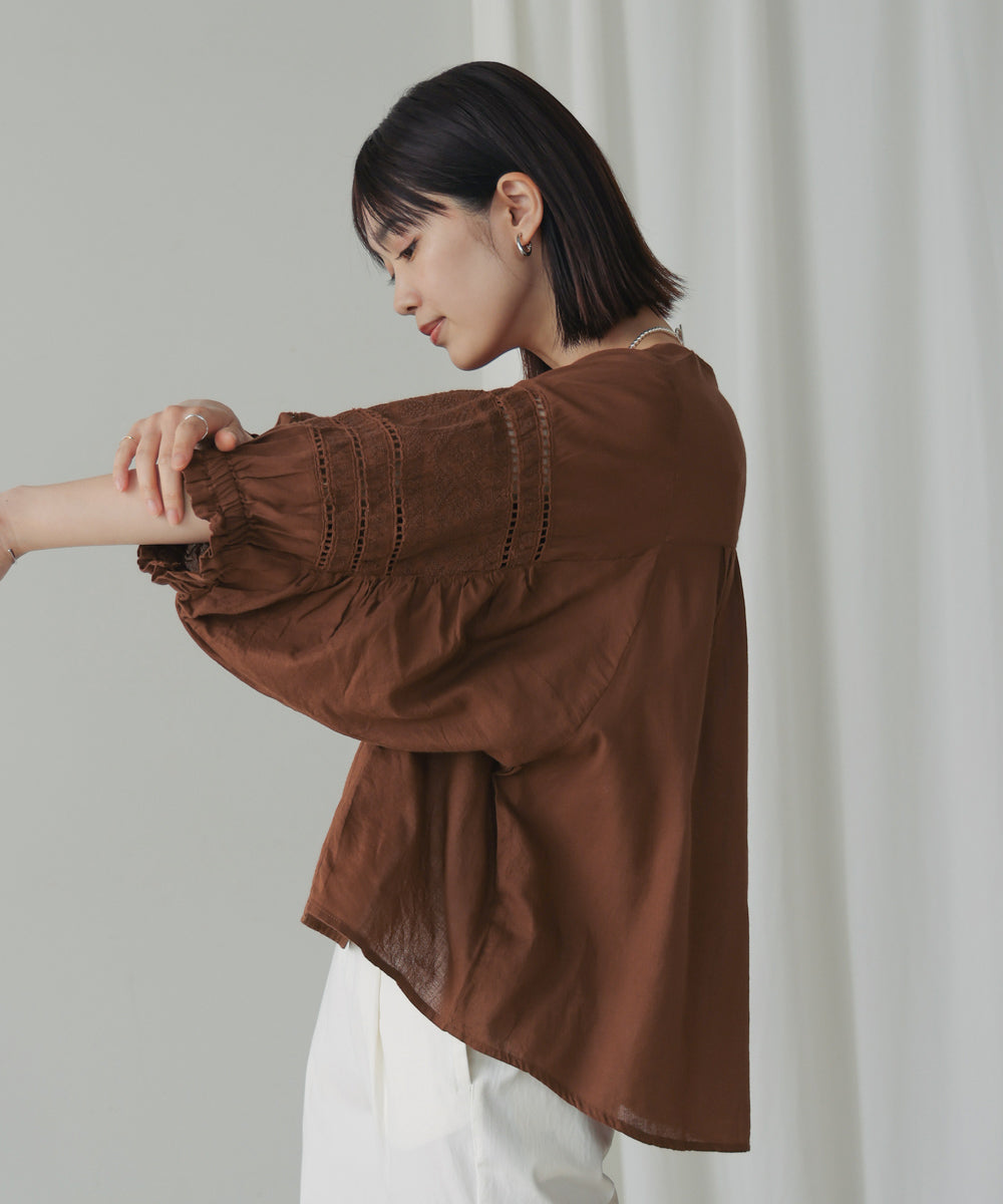 ブージュルード Bou Jeloud モスコットンエンブロイダリーBL （BROWN） BROWN