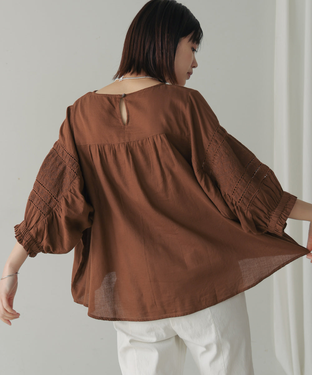 ブージュルード Bou Jeloud モスコットンエンブロイダリーBL （BROWN） BROWN