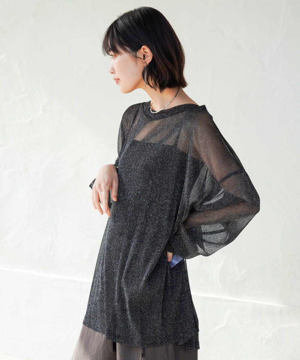 ブージュルード Bou Jeloud オーバーサイズラメシアートップス （BLACK） BLACK