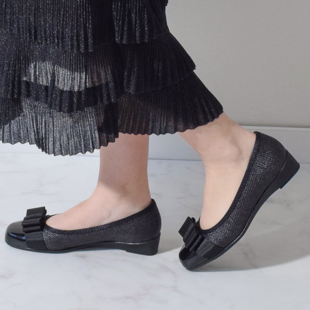 ブリジットバーキン ウォーク Bridget Birkin Walk グログランリボン切替ウォーキングパンプス （ブラックコンビ） ブラックコンビ