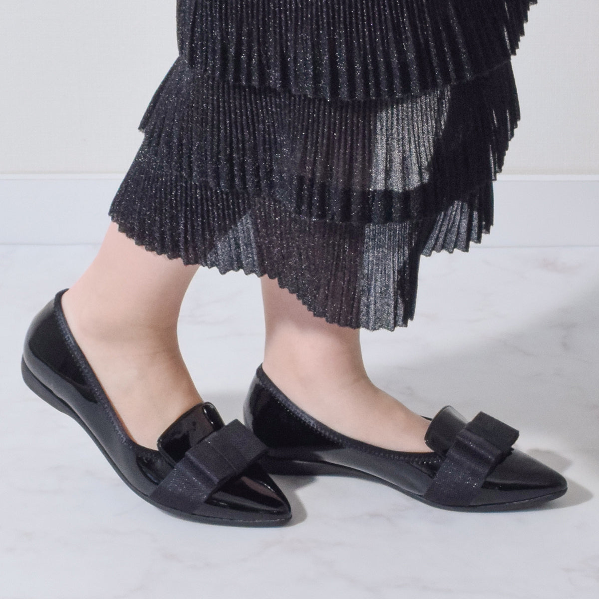 ブリジットバーキン ウォーク Bridget Birkin Walk グログランリボンオペラパンプス （ブラックエナメル） ブラックエナメル
