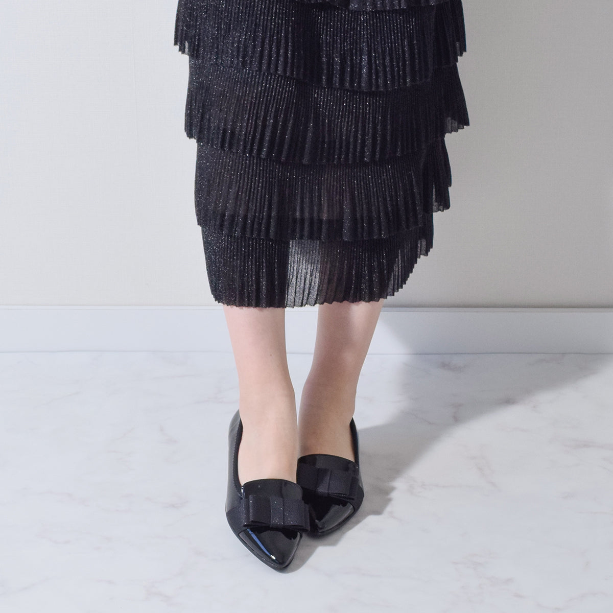 ブリジットバーキン ウォーク Bridget Birkin Walk グログランリボンオペラパンプス （ブラックエナメル） ブラックエナメル
