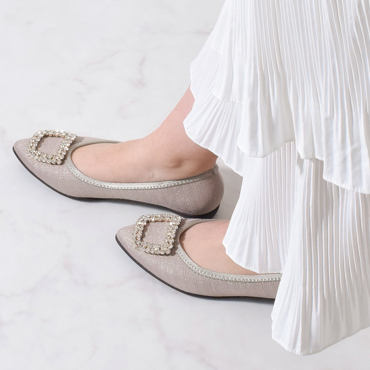 ブリジットバーキン ウォーク Bridget Birkin Walk ビジューモチーフポインテッドパンプス （オーク雑材） オーク雑材