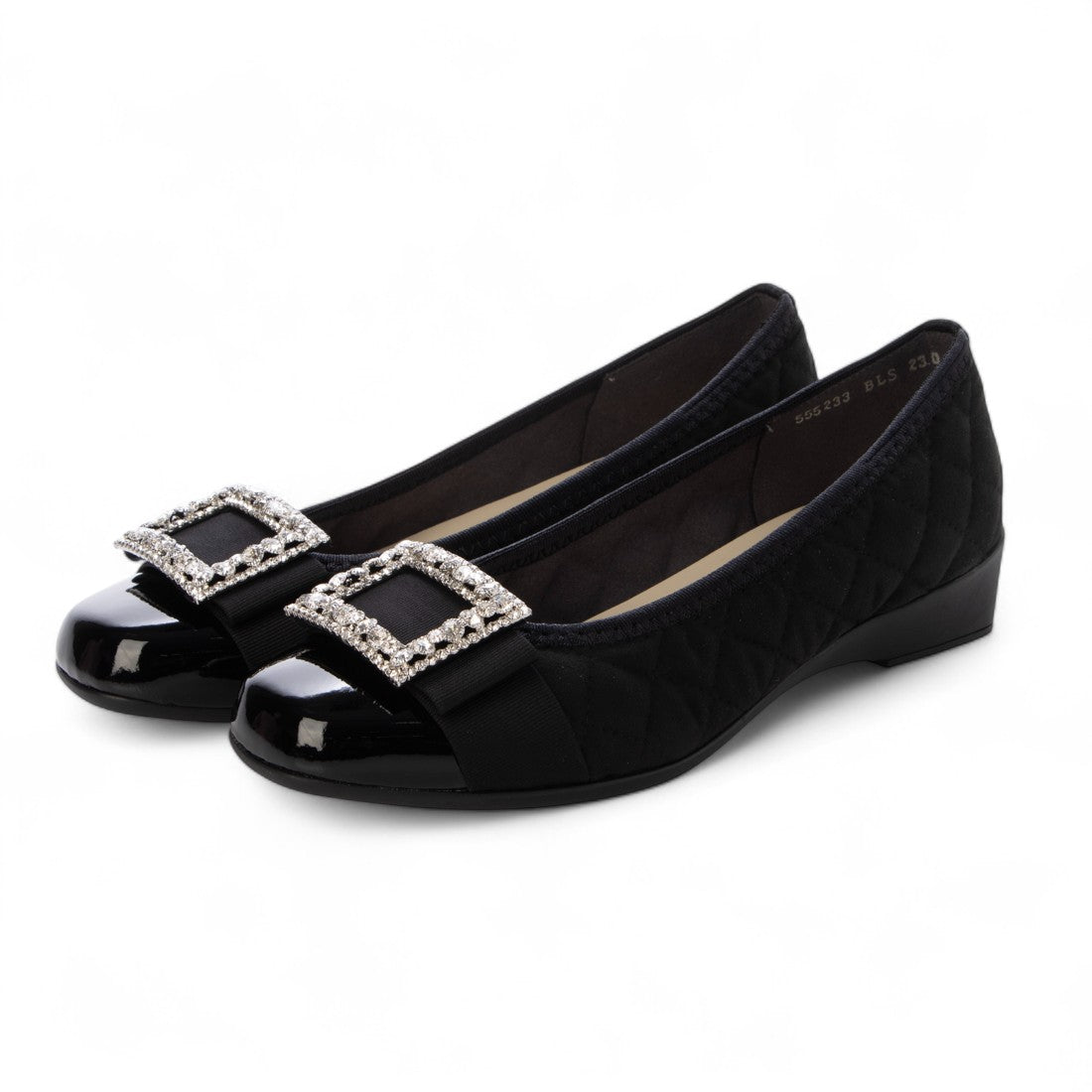 ブリジットバーキン ウォーク Bridget Birkin Walk キルティングビジューリボンウォーキングパンプス （ブラックスウェード） ブラックスウェード