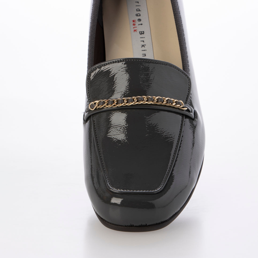 ブリジットバーキン ウォーク Bridget Birkin Walk チェーンモチーフローファーウォーキングパンプス （グレーエナメル） グレーエナメル