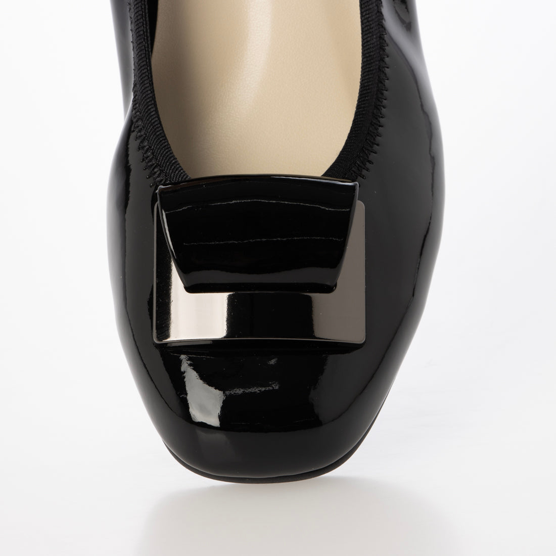 ブリジットバーキン ウォーク Bridget Birkin Walk 金具モチーフウォーキングパンプス （ブラックエナメル） ブラックエナメル