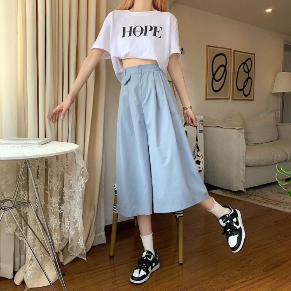 Belle Cie gaucho pants, culottes, mid-calf length, Korean fashion, wom