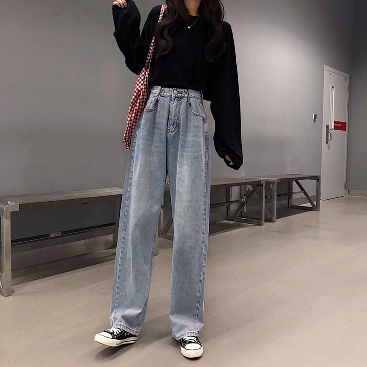 ベルシー Belle Cie ハイウエスト ジーンズ デニム ワイドパンツ レディース ゆったり 韓国ファッション デニムパンツ ワイドジーンズ デニムワイドパンツ 春服 Gパン ジーパン ズボン ハイウェスト パンツ 黒