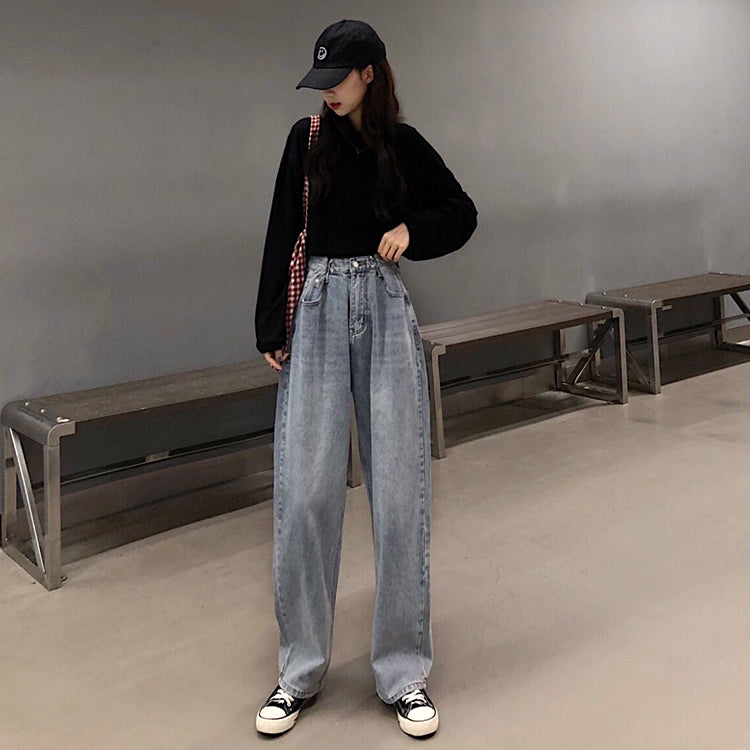 ベルシー Belle Cie ハイウエスト ジーンズ デニム ワイドパンツ レディース ゆったり 韓国ファッション デニムパンツ ワイドジーンズ デニムワイドパンツ 春服 Gパン ジーパン ズボン ハイウェスト パンツ 黒