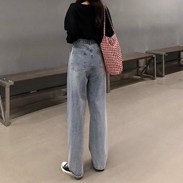 ベルシー Belle Cie ハイウエスト ジーンズ デニム ワイドパンツ レディース ゆったり 韓国ファッション デニムパンツ ワイドジーンズ デニムワイドパンツ 春服 Gパン ジーパン ズボン ハイウェスト パンツ 黒