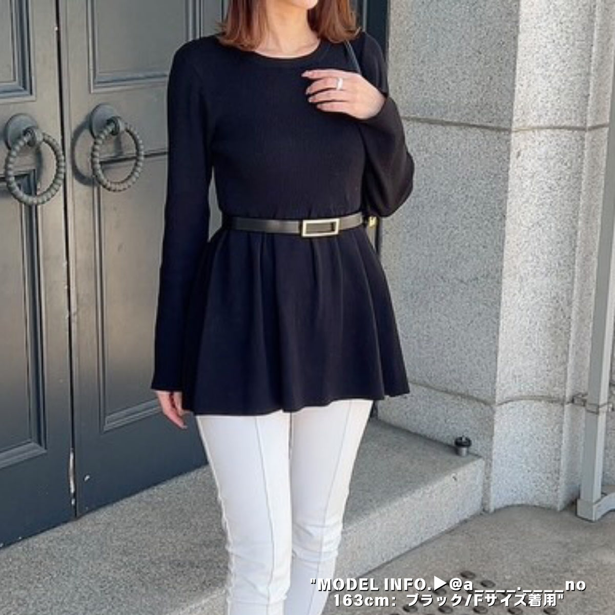 Belle Cie Belle Cie Knit Peplum Top Sweater Long Sleeve Round Neck Simple Stylish Autumn Winter Women's Korean Fashion Flare Elegant Body Cover Winter Tunic Cute Korean Elegant White A-Line High Gauge Korean 20s 30s 40s 50s black Office Casual