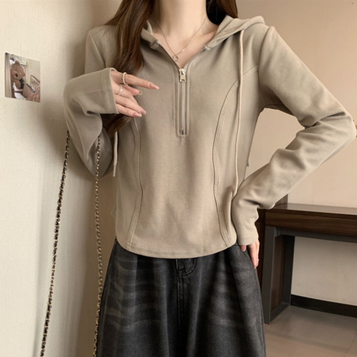 Belle Cie Belle Cie hoodie women's long sleeve t-shirt with hood long t-shirt tops cut and sewn pullover long t-shirt long tee sweat loose fit spring summer autumn winter