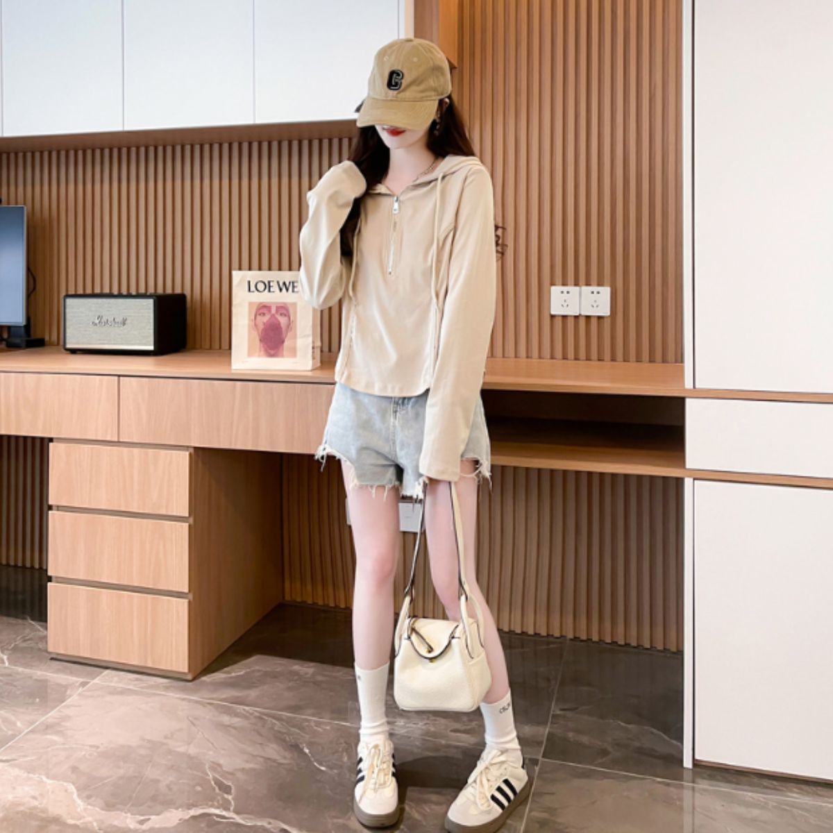 Belle Cie Belle Cie hoodie women's long sleeve t-shirt with hood long t-shirt tops cut and sewn pullover long t-shirt long tee sweat loose fit spring summer autumn winter