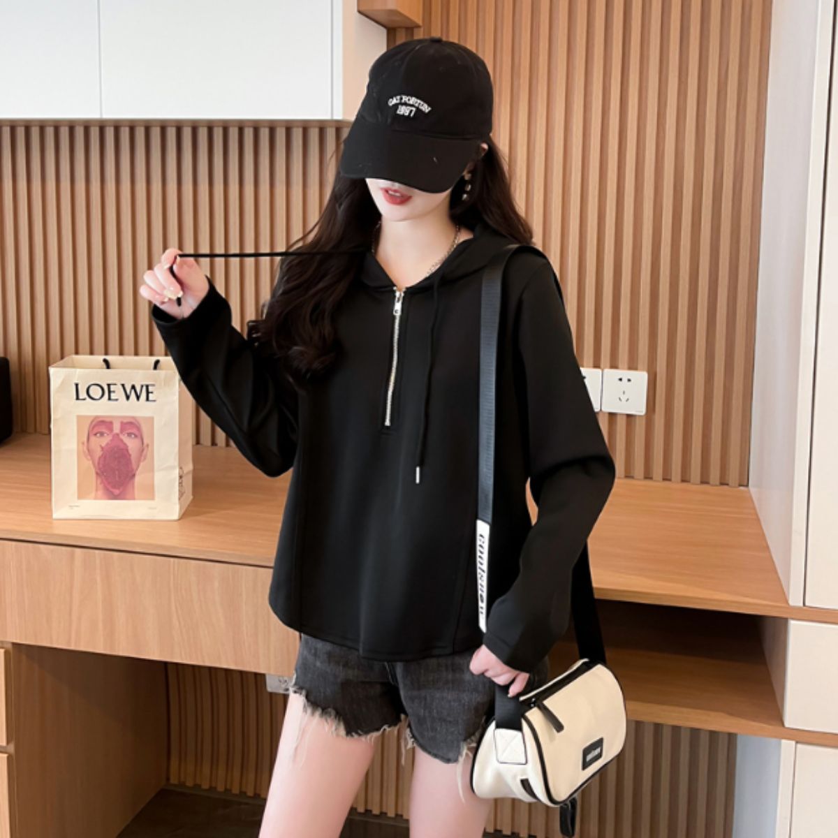 Belle Cie Belle Cie hoodie women's long sleeve t-shirt with hood long t-shirt tops cut and sewn pullover long t-shirt long tee sweat loose fit spring summer autumn winter