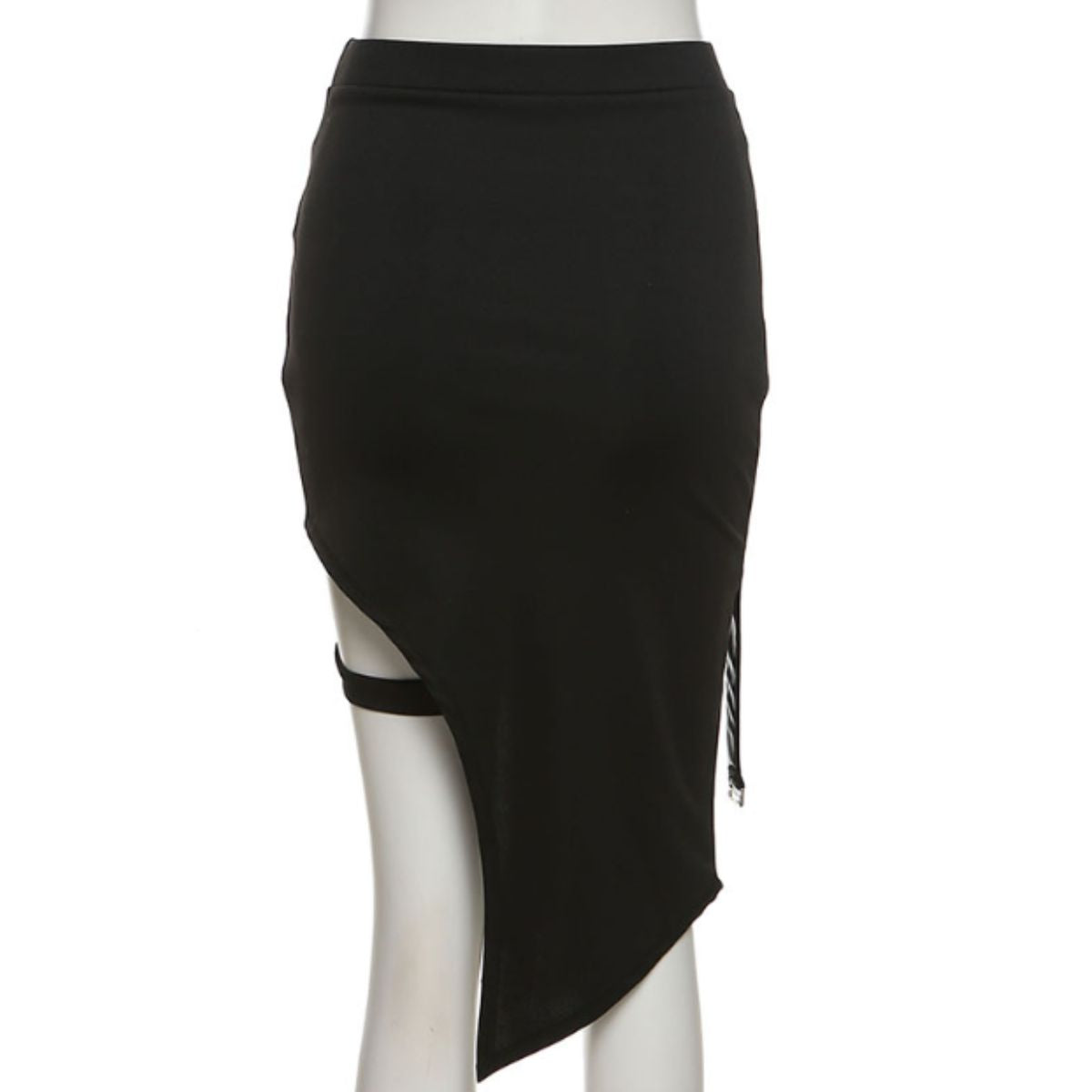 Belle Cie Belle Cie tight skirt mini skirt garter belt Synthetic Leather black women's Korean fashion sexy mixed materials hemline cool outfit