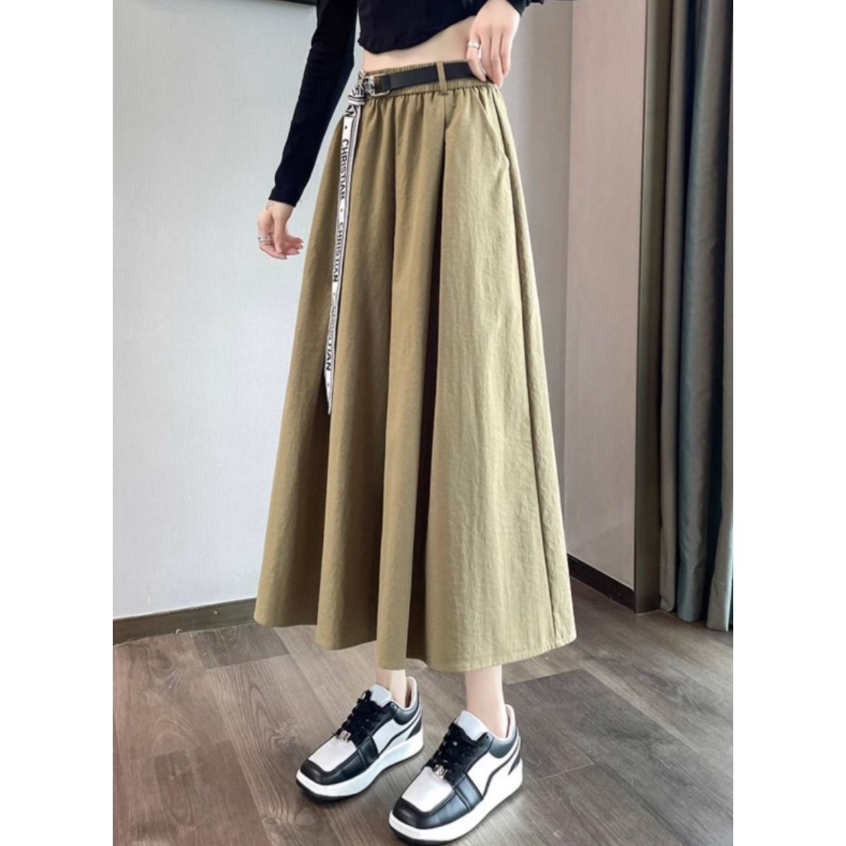 ベルシー Belle Cie ボトムス スカーチョ ガウチョ ワイドパンツ ベルト付き バギー レディース ウエストゴム シンプル リラックス 楽 おしゃれ かっこいい 涼しい （ベージュ） ベージュ