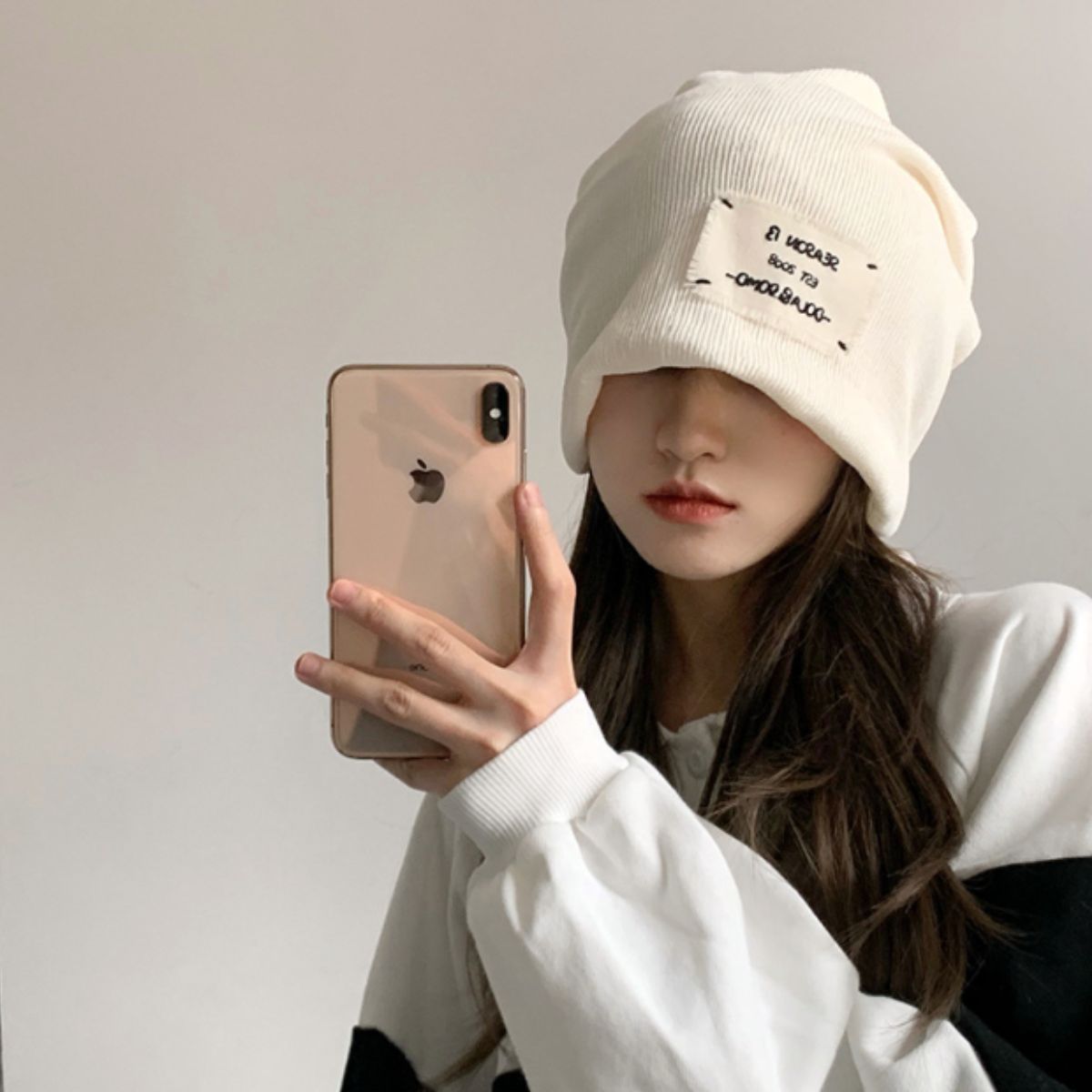 ベルシー Belle Cie 帽子 ビーニー キャップ ニット帽 ニットキャップ ゆるキャップ レディース 韓国ファッション ストリート カジュアル コンパクト ロゴ シンプル （ブラック） ブラック