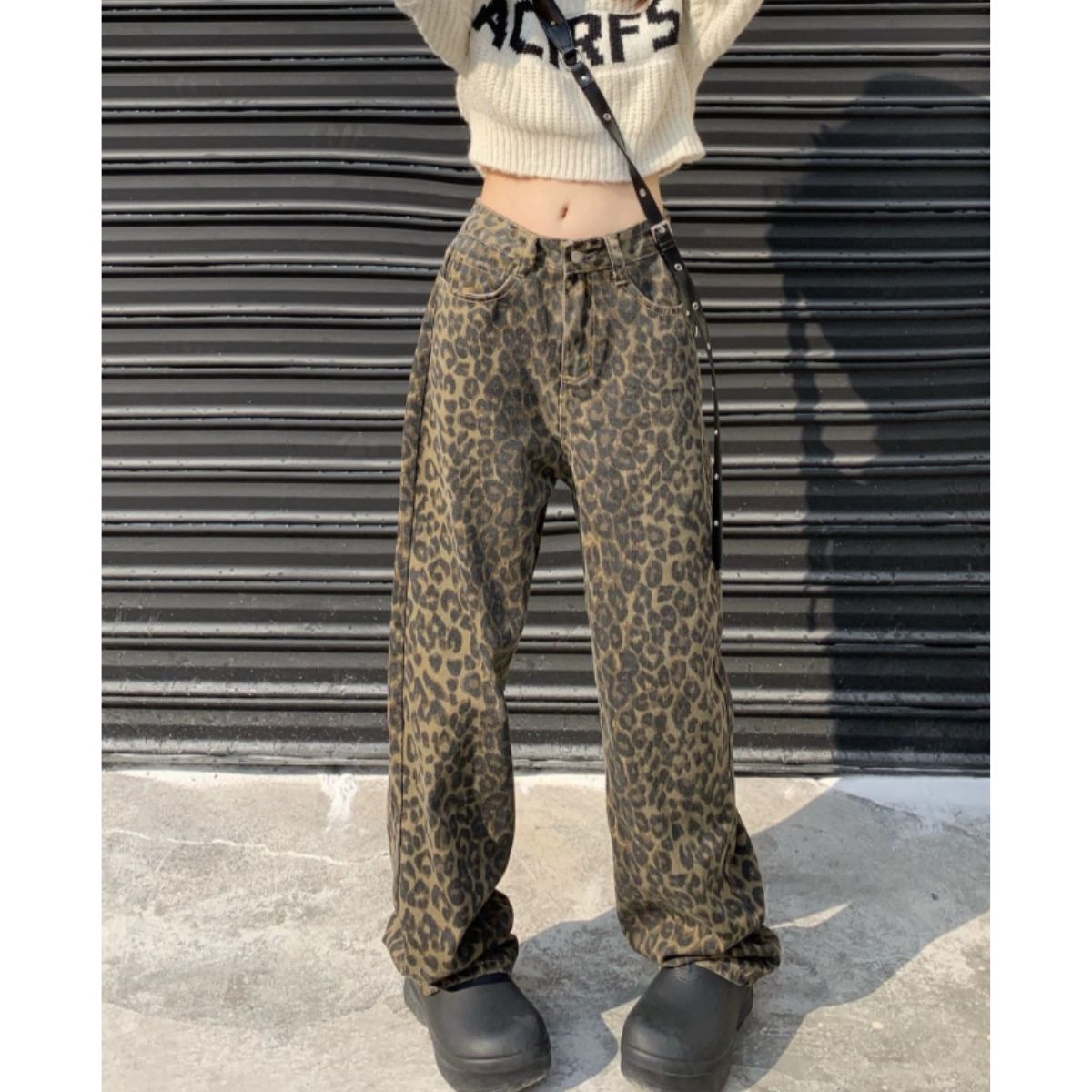 ベルシー Belle Cie ワイドパンツ レオパード 豹 ヒョウ 柄パン ストレート Y2K レディース 韓国ファッション 総柄 アニマル柄 ストリート 個性派 韓国ボトム 柄 （ベージュ） ベージュ