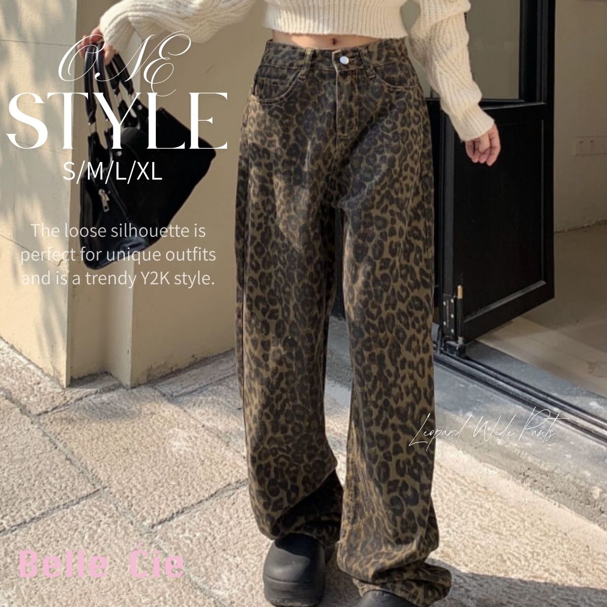 ベルシー Belle Cie ワイドパンツ レオパード 豹 ヒョウ 柄パン ストレート Y2K レディース 韓国ファッション 総柄 アニマル柄 ストリート 個性派 韓国ボトム 柄 （ベージュ） ベージュ