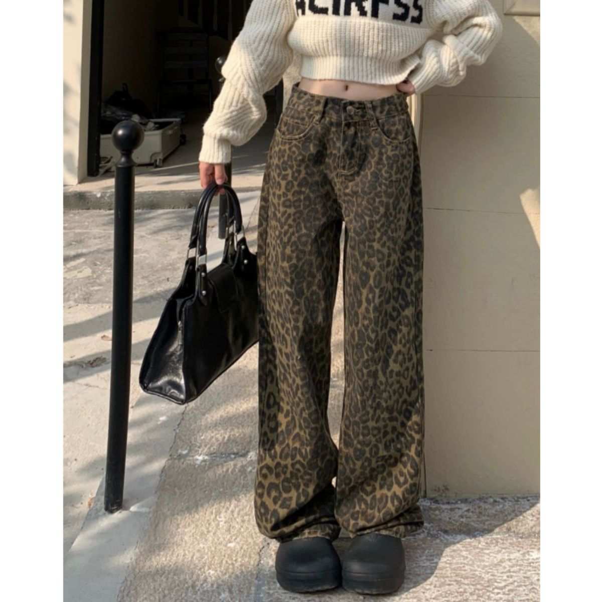 ベルシー Belle Cie ワイドパンツ レオパード 豹 ヒョウ 柄パン ストレート Y2K レディース 韓国ファッション 総柄 アニマル柄 ストリート 個性派 韓国ボトム 柄 （ベージュ） ベージュ