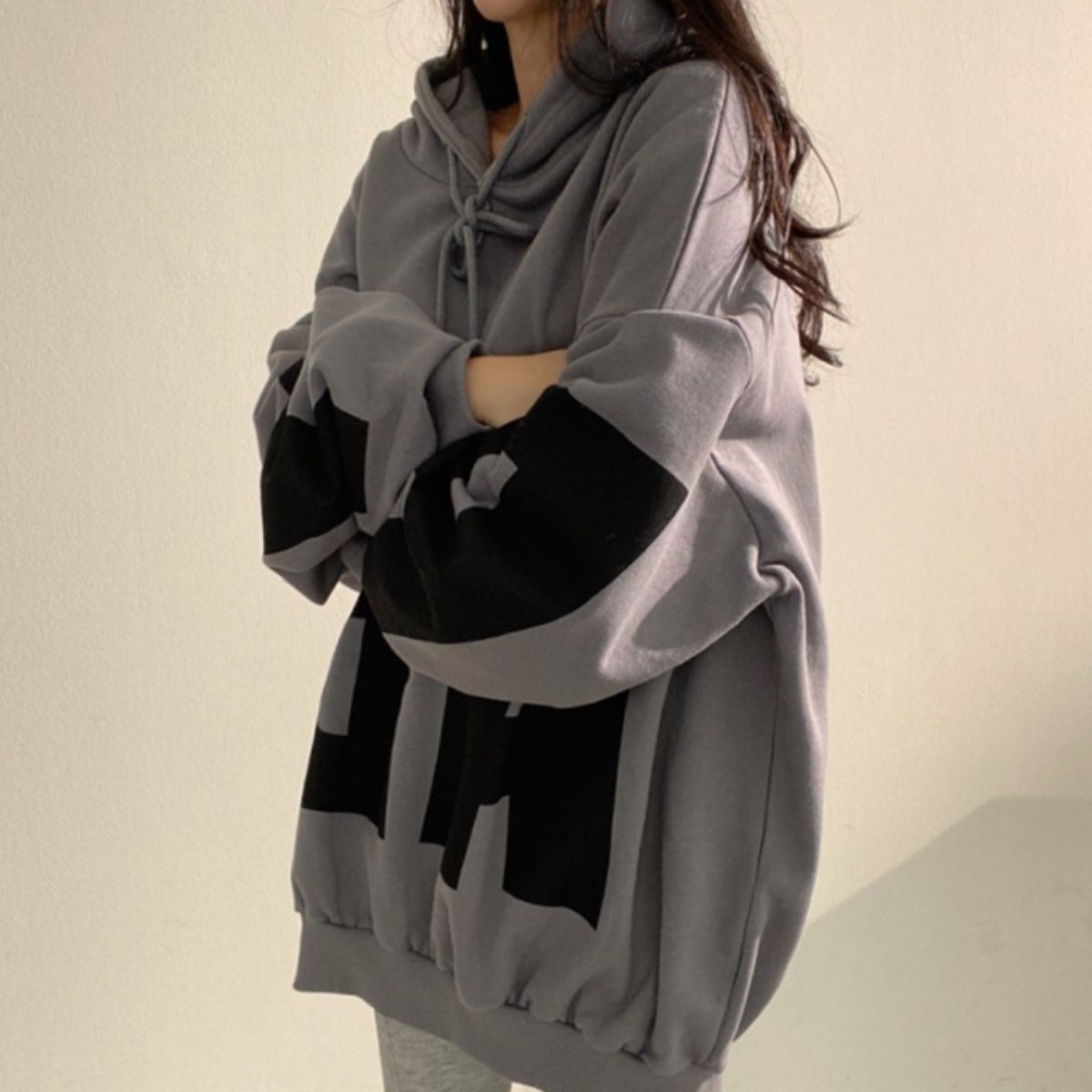 ベルシー Belle Cie パーカー スウェット プルオーバー フード ビッグロゴ 裏起毛 柄 レディース 韓国ファッション ビッグシルエット ストリート 秋冬 長袖 あったか （ホワイト） ホワイト