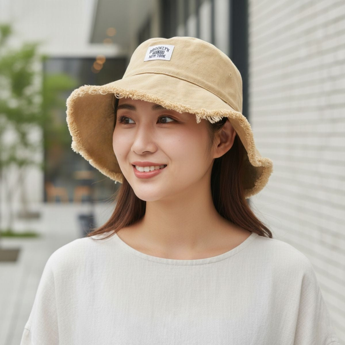 ベルシー Belle Cie 帽子 バケットハット ハット バケハ フリンジ 日除け 無地 夏 レディース ユニセックス 韓国ファッション アウトドア カットオフ スポーティ （ホワイト） ホワイト