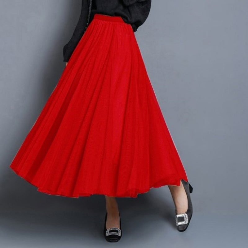 ベルシー Belle Cie チュールスカート 可愛い ふんわり ガーリー フェミニン ウエストゴム 着回し抜群 選べる色展開 オールシーズン Aライン ロング丈 ミモレ丈 ピンク グレー 赤 40代 ロング 白 黒 ボリューム レース 裏地 演奏会 くすみピンク くすみ 20代 30代 40代 50代 春服