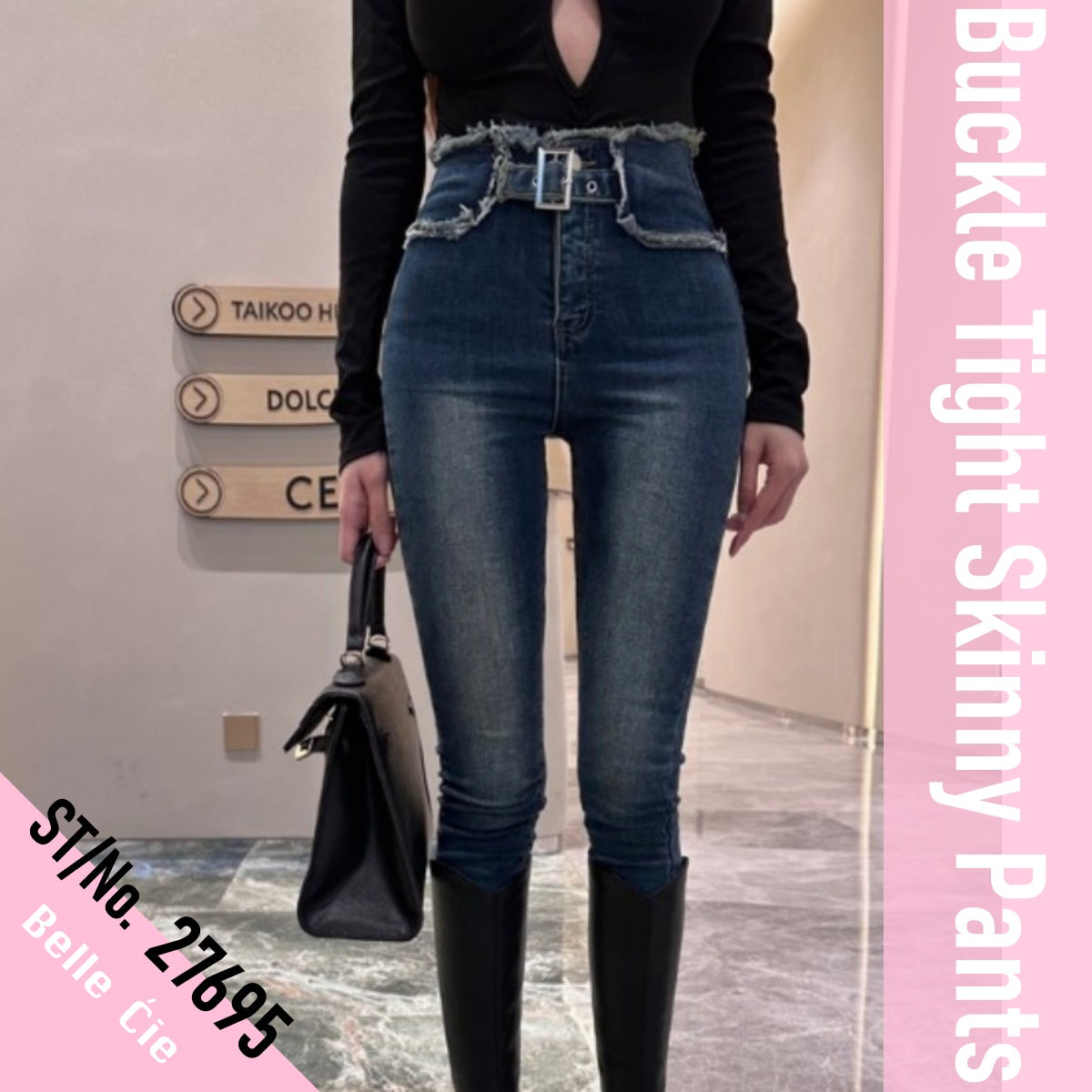 Belcy Belle Cie Pants Bottom Ladies瘦緊身性感酷牛仔褲長褲韓國時尚高西legipan綁腿苗條