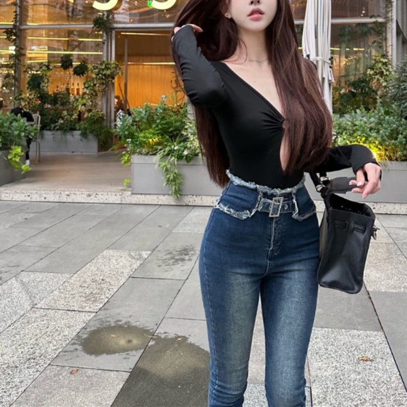Belcy Belle Cie Pants Bottom Ladies瘦緊身性感酷牛仔褲長褲韓國時尚高西legipan綁腿苗條
