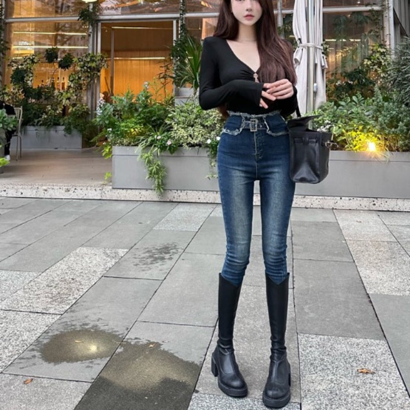 Belcy Belle Cie Pants Bottom Ladies瘦緊身性感酷牛仔褲長褲韓國時尚高西legipan綁腿苗條