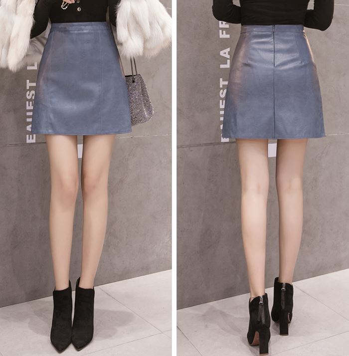 ベルシー Belle Cie タイト レザー 台形ミニスカート インパンツ レディース