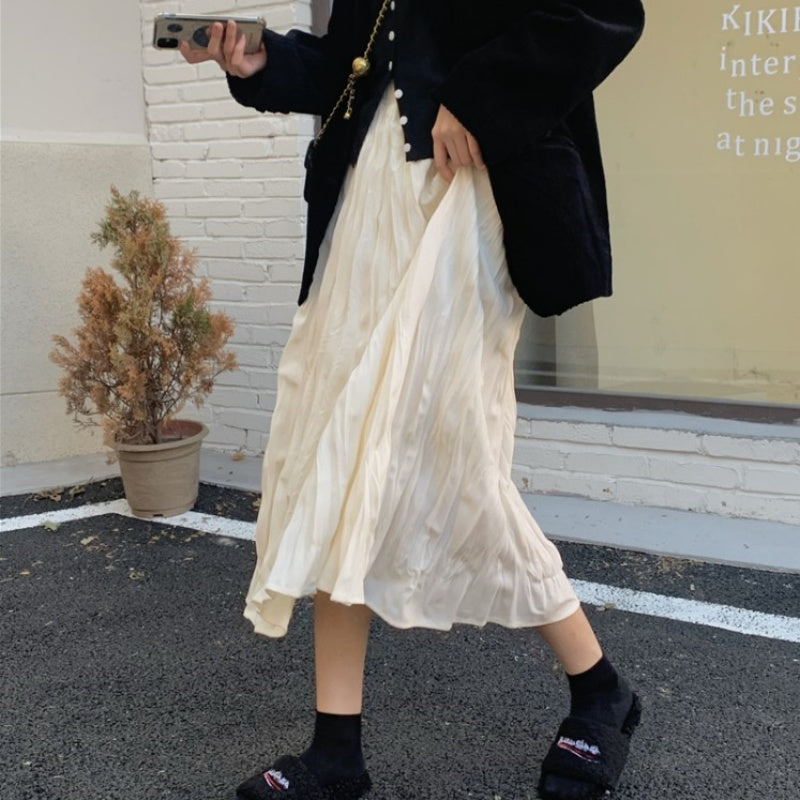 ベルシー Belle Cie ロングスカート フレアスカート レディース ワッシャー スカート ロング プリーツスカート プリーツ 加工 シワ感 ドレープ Aライン ウエストゴム ナチュラル ゆるコーデ ミモレ丈 体型カバー 低身長 ママ ゆったり ガーリー フェミニン 大人 おしゃれ 韓国 服 ホワイト 白 黒 春服 20代 30代 40代 50代   （ベージュ） ベージュ