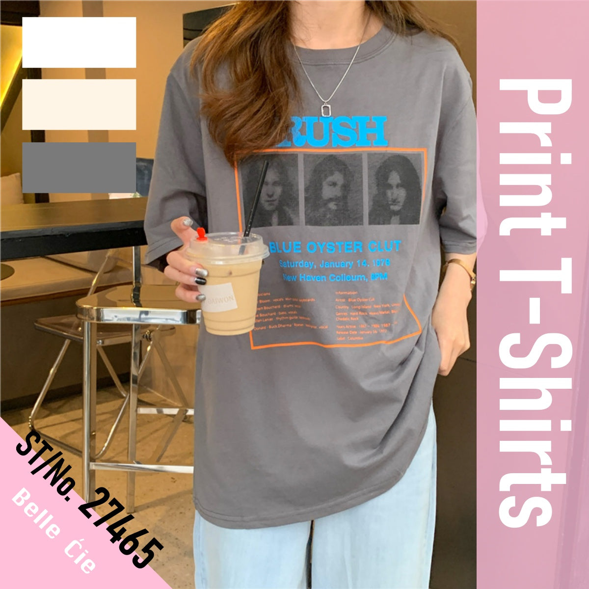 Belle Cie Printed T-shirt, Cut and Sewn, Women's, Transfer Print, Logo, Short Sleeve T-shirt, Top, Simple, Short Sleeve, Cute, Stylish, Summer Clothes, Korean