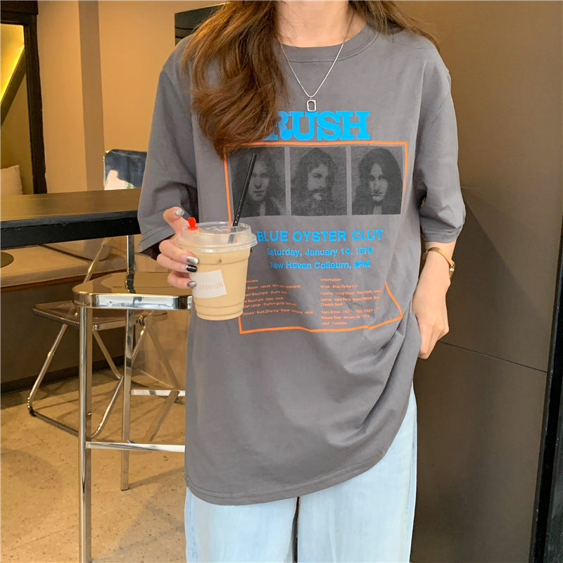 Belle Cie Printed T-shirt, Cut and Sewn, Women's, Transfer Print, Logo, Short Sleeve T-shirt, Top, Simple, Short Sleeve, Cute, Stylish, Summer Clothes, Korean