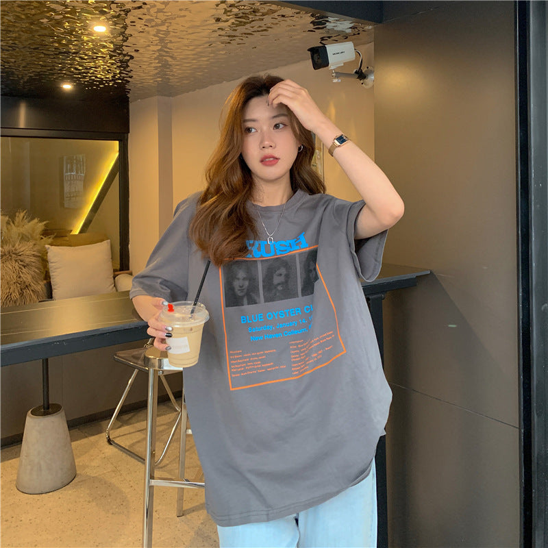 Belle Cie Printed T-shirt, Cut and Sewn, Women's, Transfer Print, Logo, Short Sleeve T-shirt, Top, Simple, Short Sleeve, Cute, Stylish, Summer Clothes, Korean