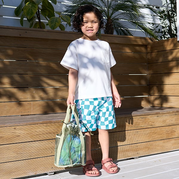 ビールーム b.ROOM 【SWIM】【水着】【UV加工】フラッグチェックカーゴサーフパンツ【返品不可商品】 （黒） 黒