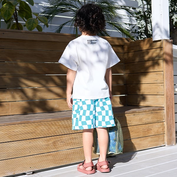 ビールーム b.ROOM 【SWIM】【水着】【UV加工】フラッグチェックカーゴサーフパンツ【返品不可商品】 （黒） 黒