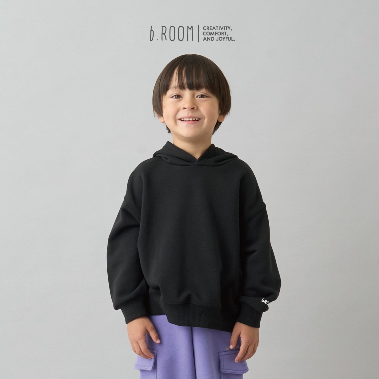 ビールーム b.ROOM 【デイリースタンダードウェアシリーズ】【吸水速乾】ぷくっとオーバーサイズのパーカ （黒） 黒