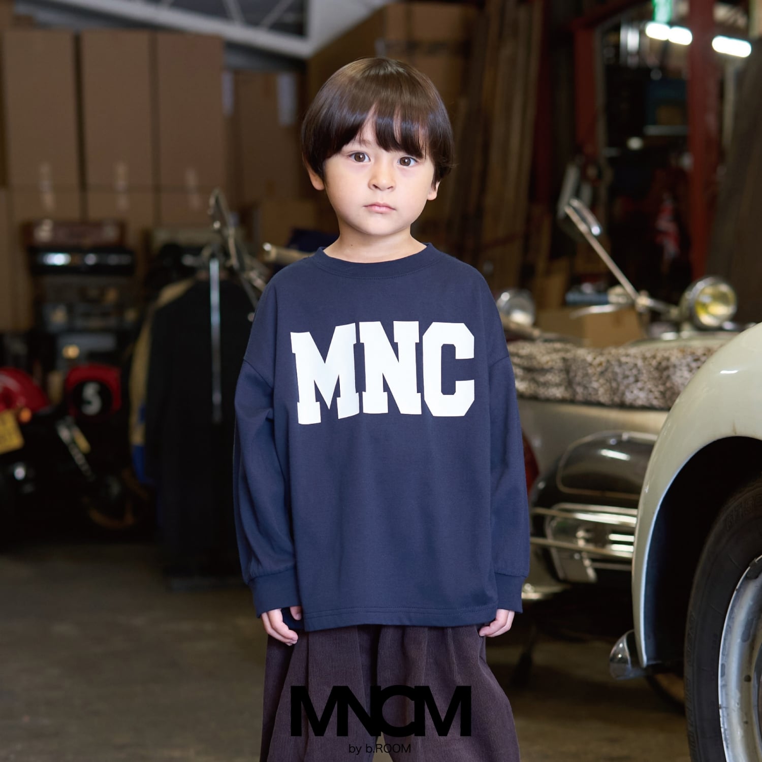 ビールーム b.ROOM 【MNCM】【カイテキ天竺】ロゴプリントビッグTシャツ （紺） 紺